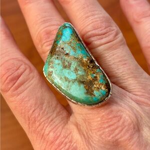 Native American Turquoise & Sterling Statement Ring - size 6